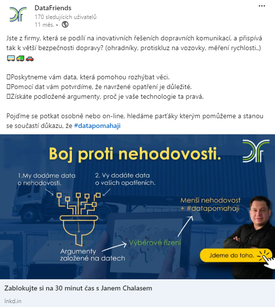 B2B kampaň pro DataFriends na LinkedInu